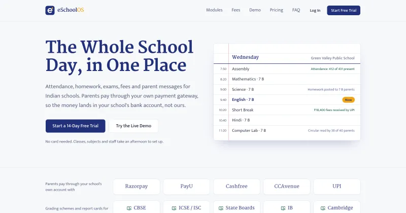 eSchoolOS school management software for Indian schools